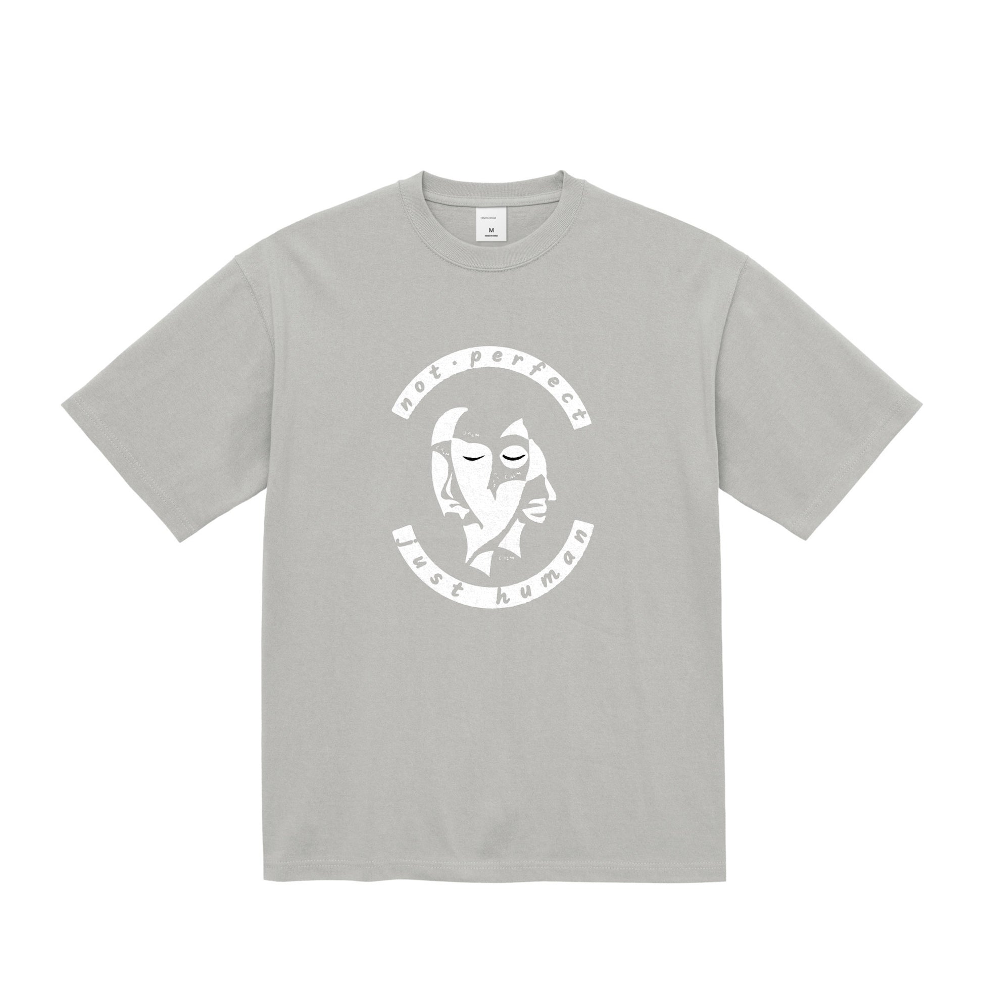 HINATA CALM HUMAN FACE Oversized T-Shirt – Not Perfect, Just Human frost-gray image