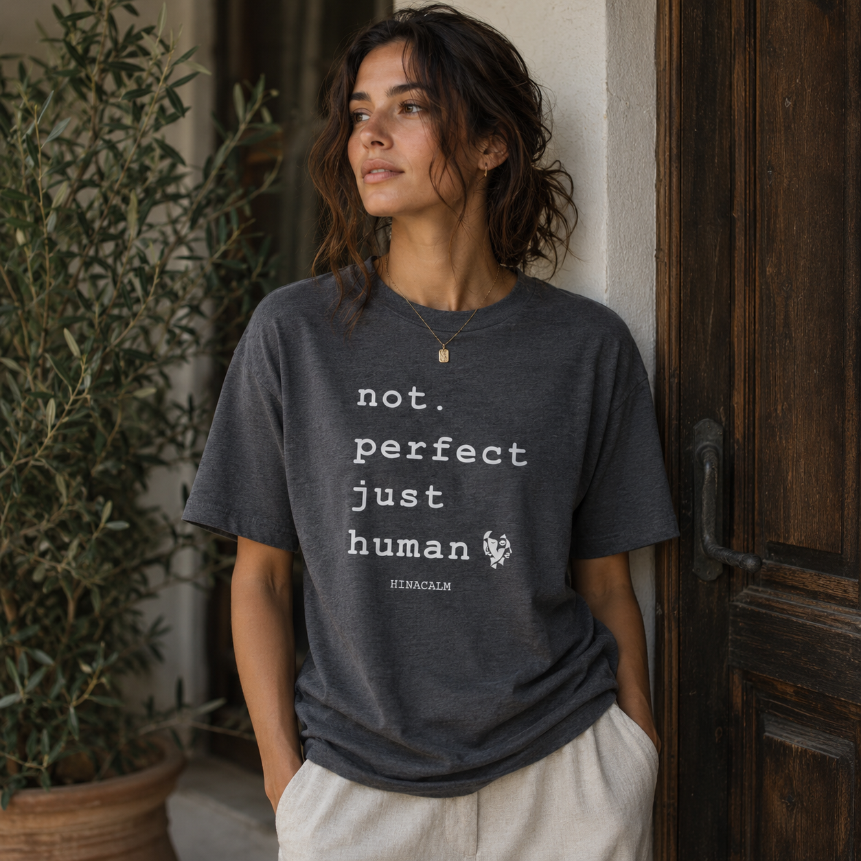 Personalized Not Perfect Just Human Shirt - Minimalist Japandi Tee